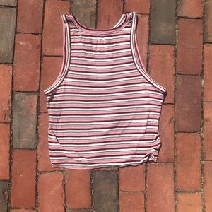 American eagle stripped red, black, white tank